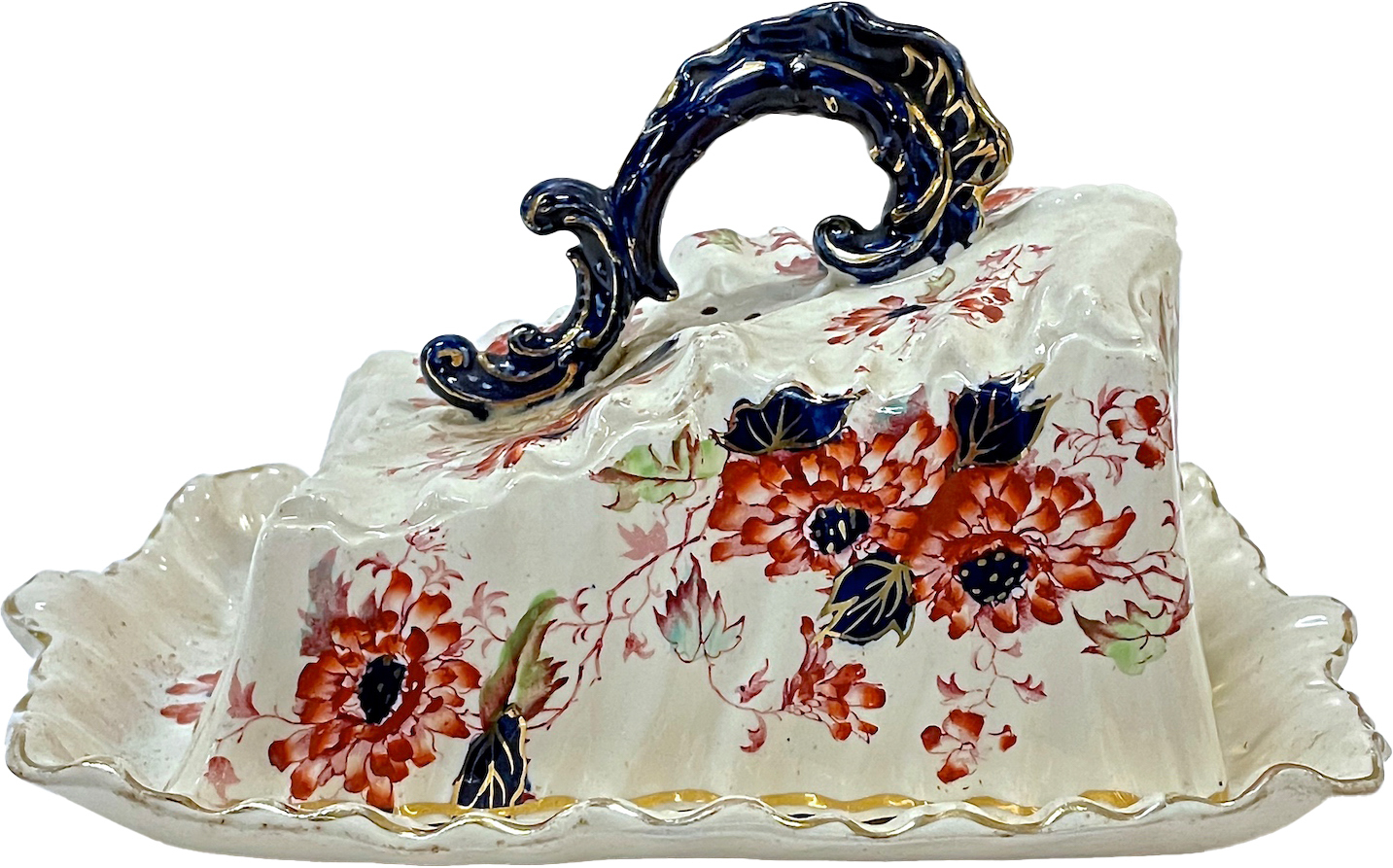 Antique Floral Covered Cheese Dish~P77648454
