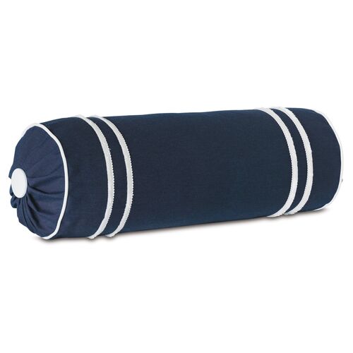 Bree 9x24 Outdoor Bolster Pillow, Blue/White~P77578675