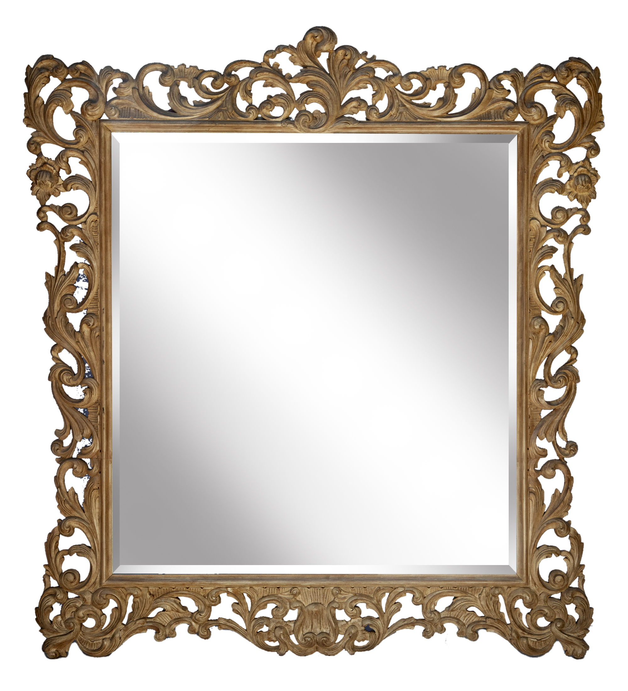 Large Hand Carved Wood Mirror~P77699641