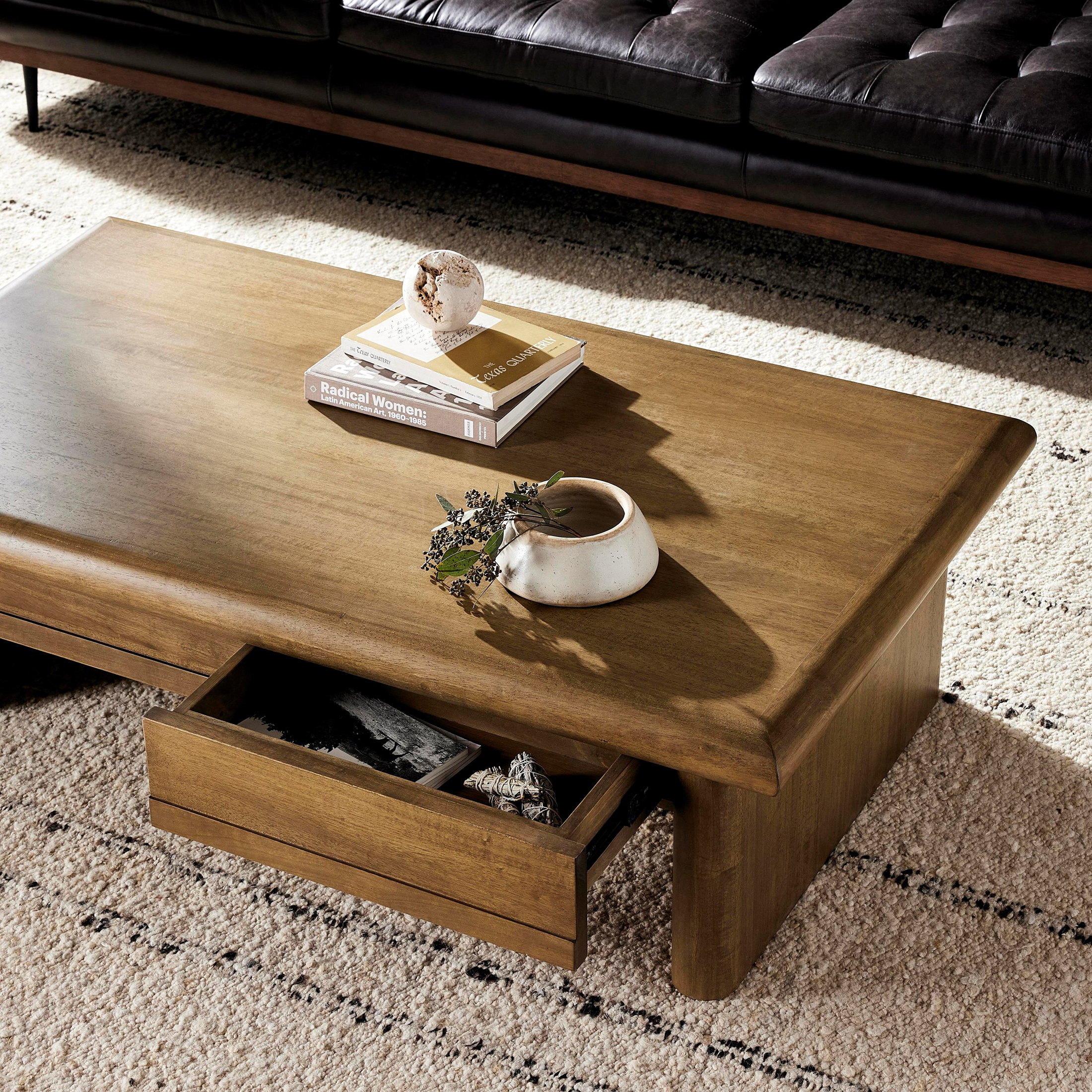 Grand Framed Square Coffee Table, Weathered Whitewash | One