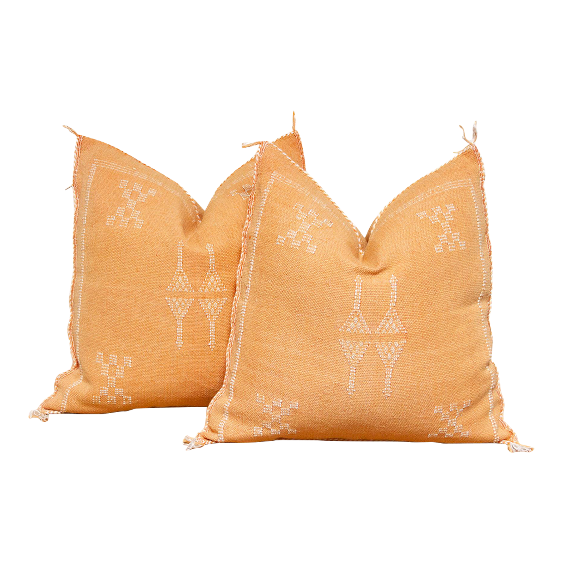 S/2 19" Tangerine Moroccan Cactus Silk Pillows~P77702690