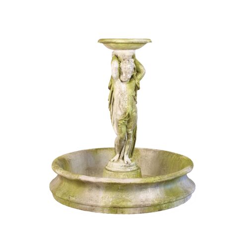 58" Mio Cherub Fountain, White Moss