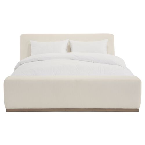 Leigh Linen Bed, Ivory White