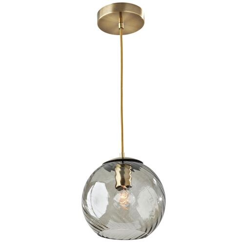 Bennett Globe Pendant, Antique Brass/Smoked Glass