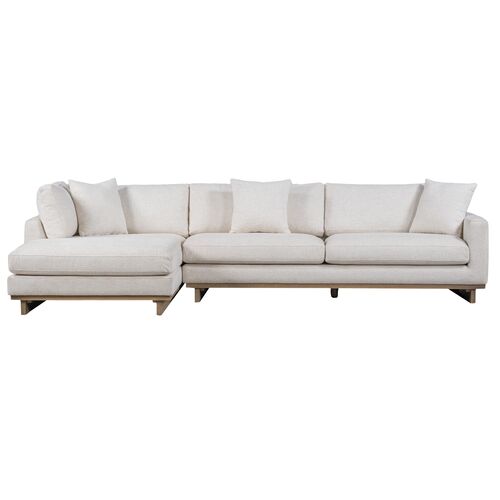 Mia Sectional Chaise, Cream Performance