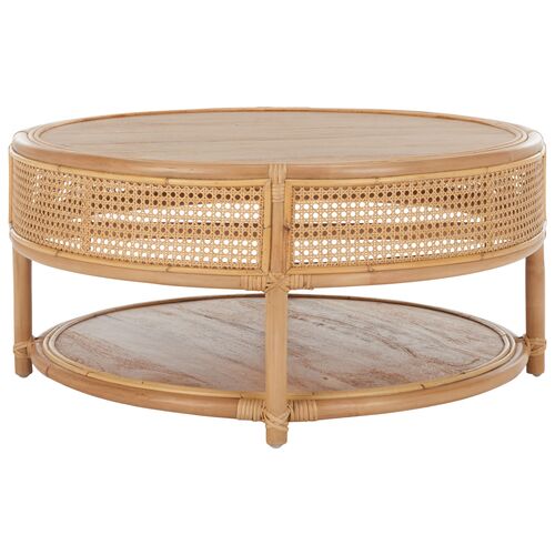 Varinity Round Rattan Coffee Table, Natural