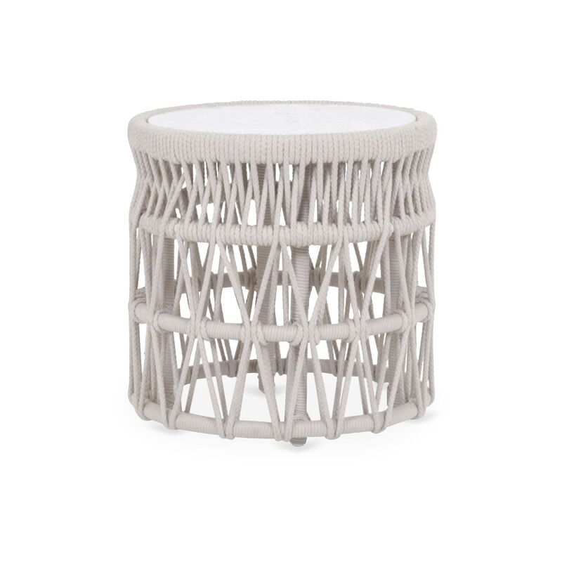 Farrah Outdoor Side Table, Flax Rope