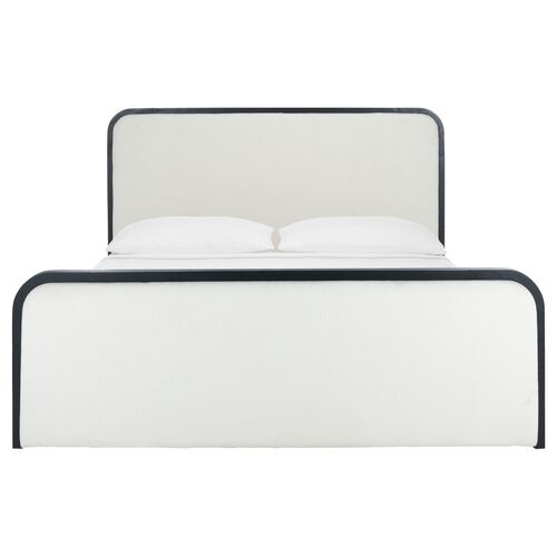 Kyrel Boucle Bed w/ Footboard, Ivory/Black Kyrel Boucle Bed w/ Footboard, Ivory/Black