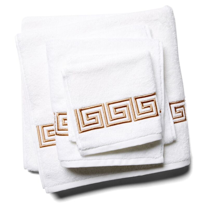 3-Pc Greek Key Towel Set, Tan