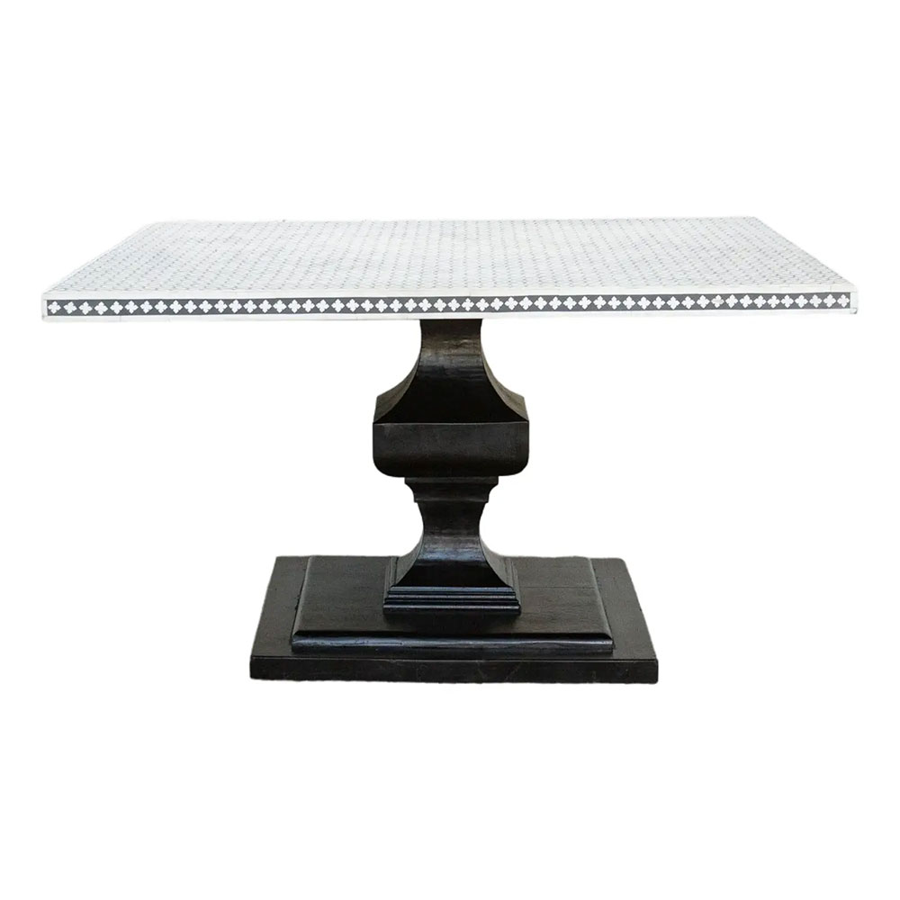 Square Black & White Inlay Dining Table~P77753591