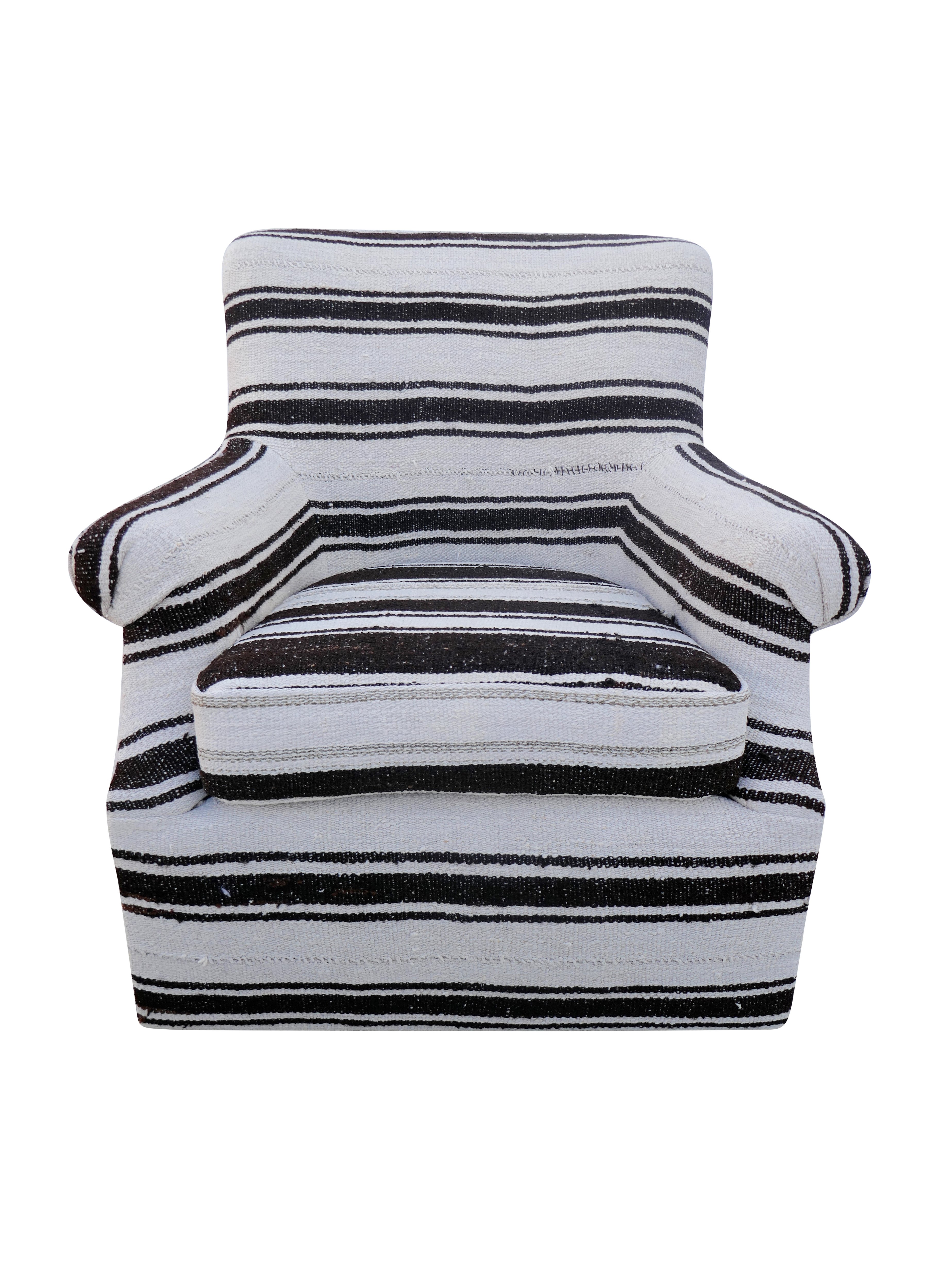 Vintage Berber Wool Kilim Swivel Chair~P77613186