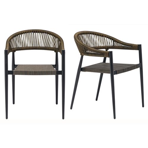 S/2 Veyra Rope Back Outdoor Armchairs S/2 Veyra Rope Back Outdoor Armchairs