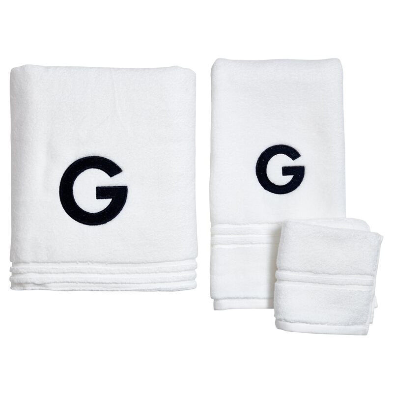 Sullivan Monogram Bath Towel Set, Navy