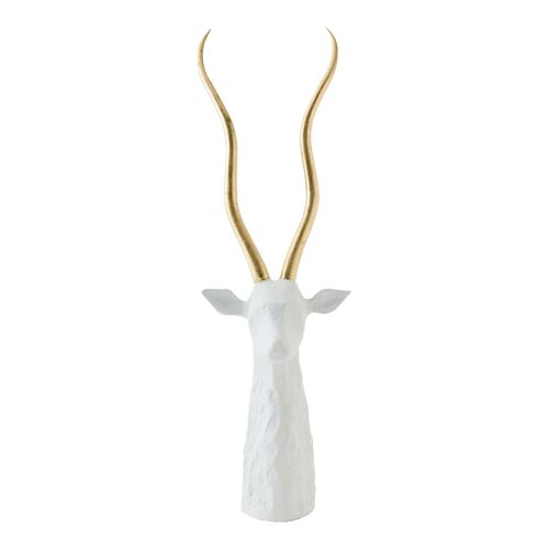 Antelope Iron Sculpture, White/Gold Antelope Iron Sculpture, White/Gold