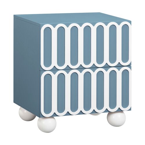Vionne Motif 2-Drawer Nightstand, Blue