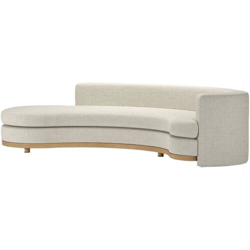 Jenson Curved Sectional Chaise, Cream Performance Linen-Blend Jenson Curved Sectional Chaise, Cream Performance Linen-Blend