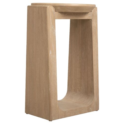 Helena Oak/ Marble Inlay Spot Table, Natural