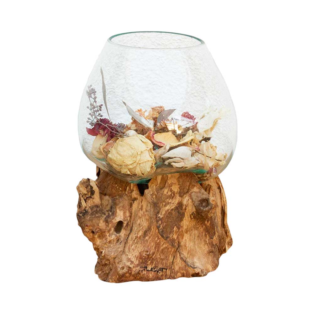 Sculptural Glass Bowl on Wood~P77707758