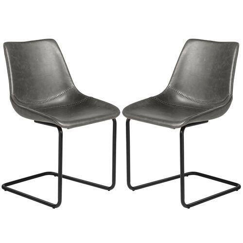 S/2 Rustique Side Chairs, Gray Leatherette S/2 Rustique Side Chairs, Gray Leatherette