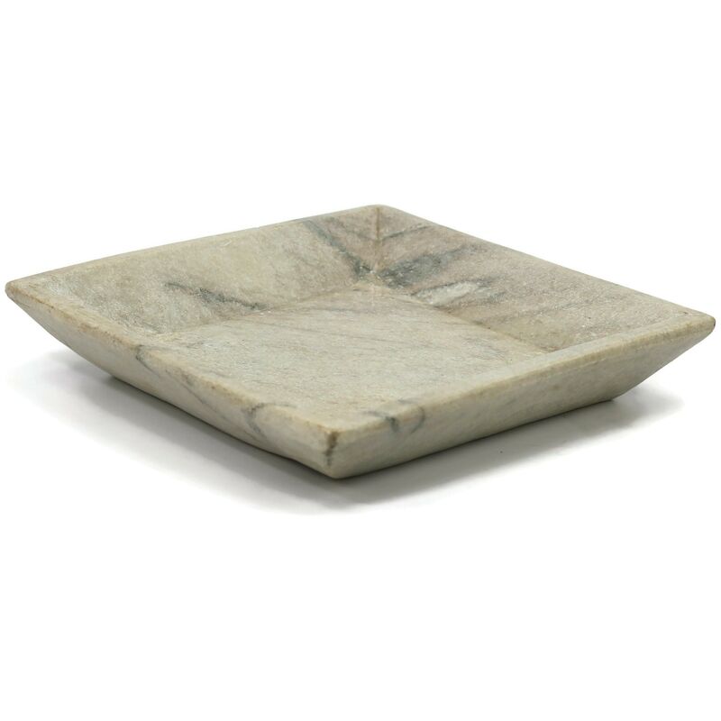 Early 20th-C Polished Marble Square Bowl