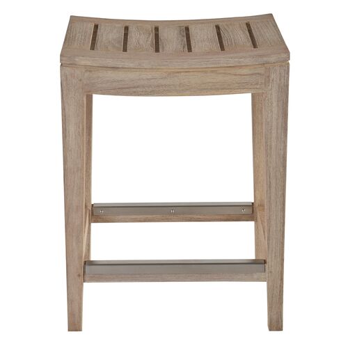 Coastal Living Montclair Outdoor Counter Stool, Warm Weathered Teak