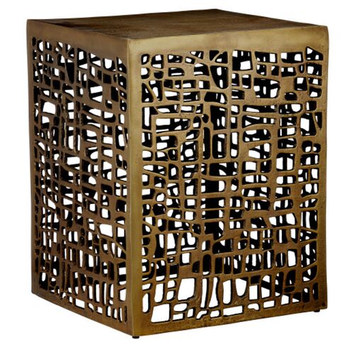 Gowen Aluminum Accent Table, Antique Brass