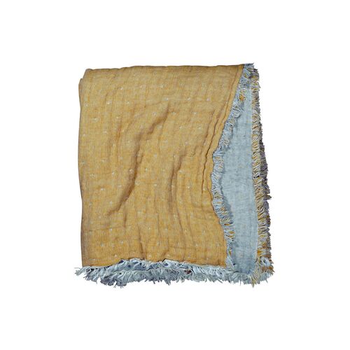 Cozi Cotton Blend Throw, Goldenrod/Heather Gray~P77591958~P77591958