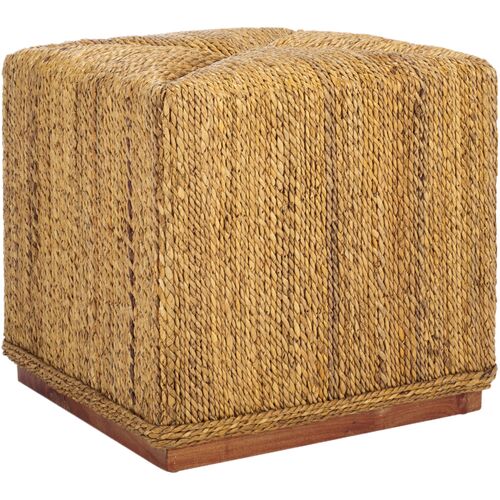 Sylin Woven Abaca Ottoman, Natural Sylin Woven Abaca Ottoman, Natural
