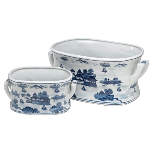 Asst. of 2 Willow Bowls, Blue/White~P76913509