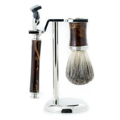 Shaving Set, Brown/Silver~P77123882