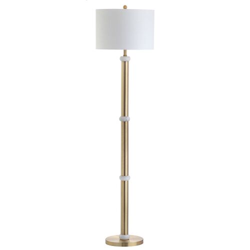 Riordan Brass Floor Lamp, Gold/White
