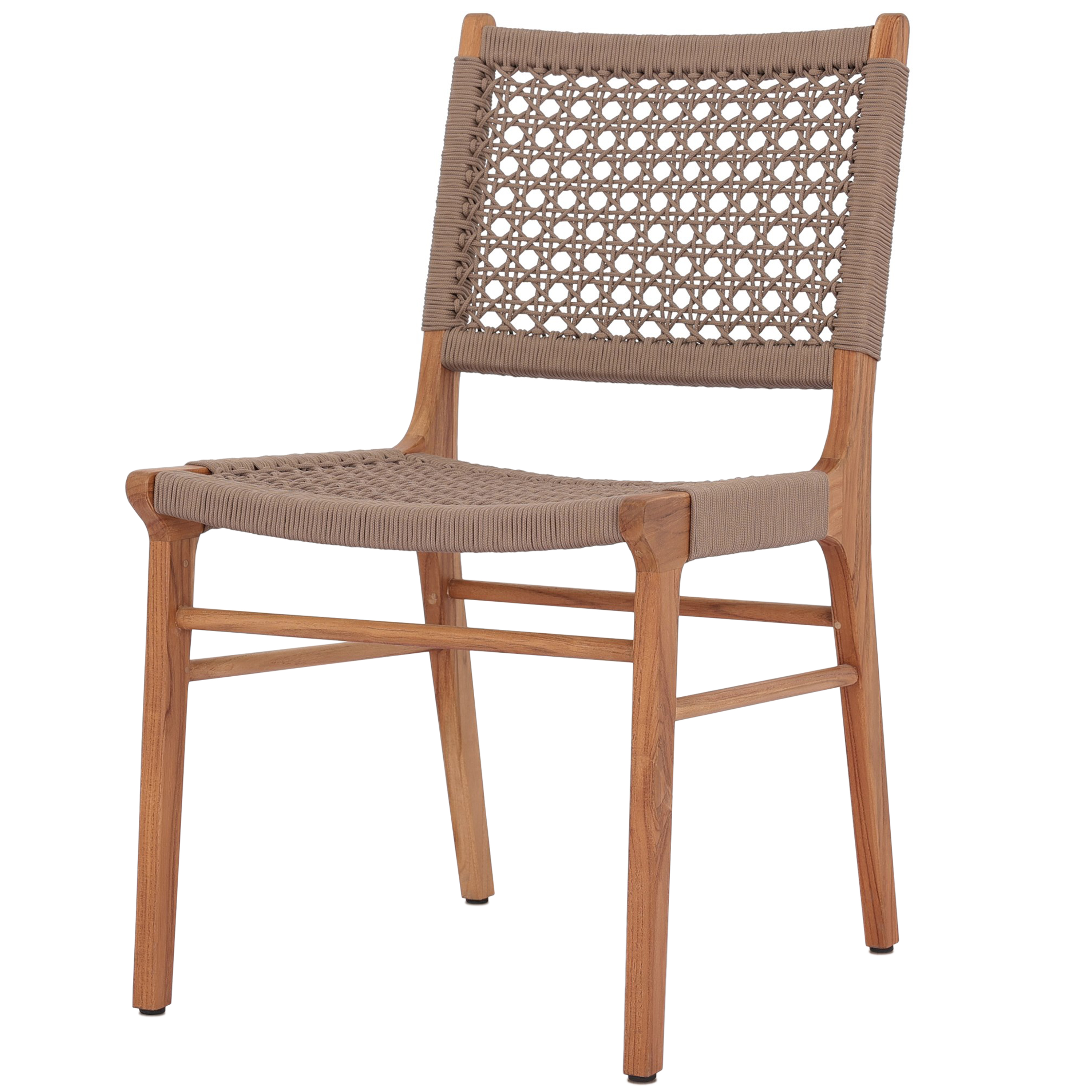 Becca Outdoor Dining Chair, Natural Teak/Khaki Rope
