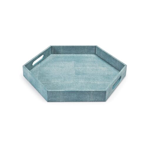 23" Shagreen-Style Tray, Turquoise~P77063803~P77063803