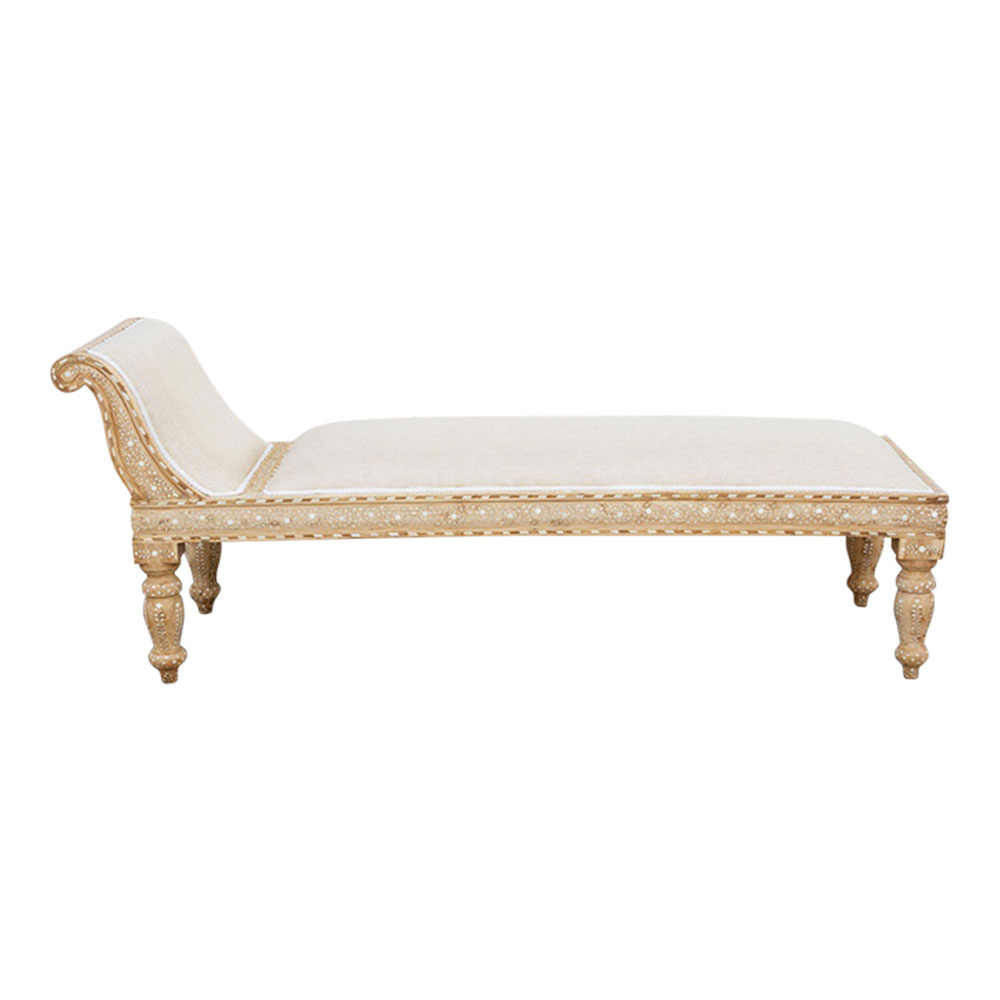 Bleached Wood Anglo-Indian Inlay Chaise~P77667275