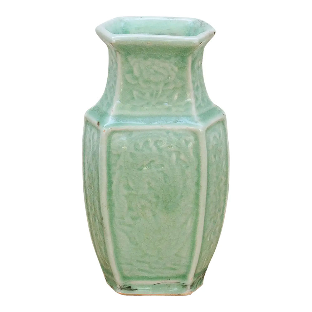 Antique Hexagonal Engraved Jar Antique Hexagonal Engraved Jar~P77751829