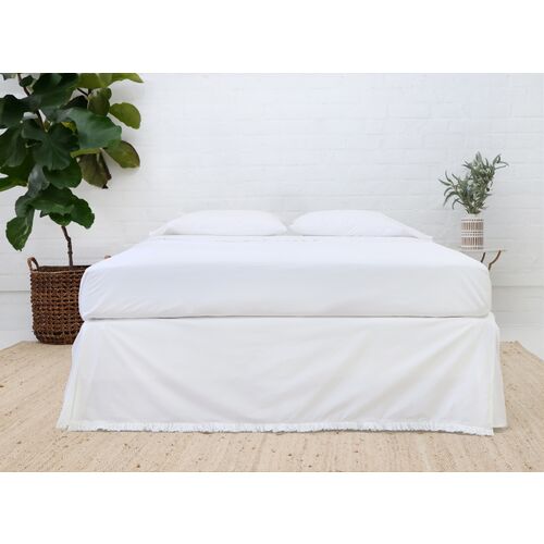 Audrey Cotton Percale Bedskirt, White