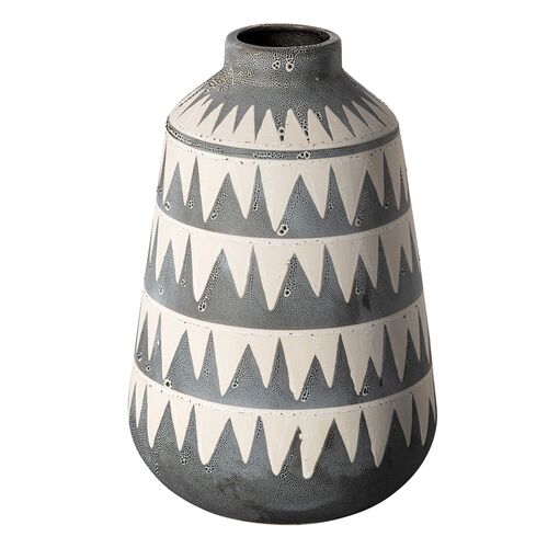 Laney Patterned Ceramic Vase, Gray Laney Patterned Ceramic Vase, Gray