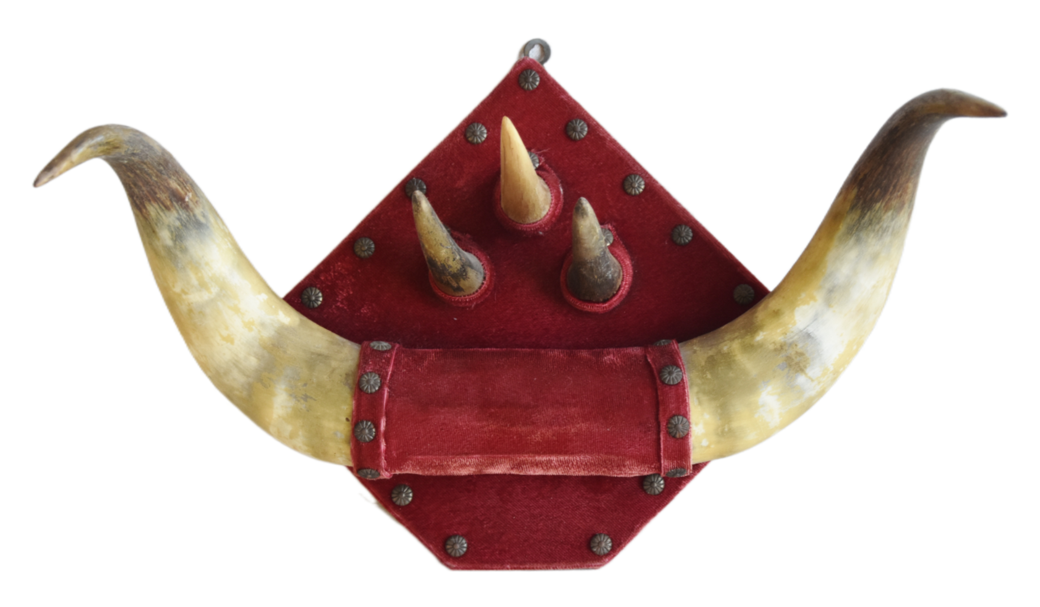 Horn & Red Velvet Western Coat Hat Rack~P77659624