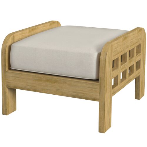 Shelly Teak Outdoor Ottoman, Natural