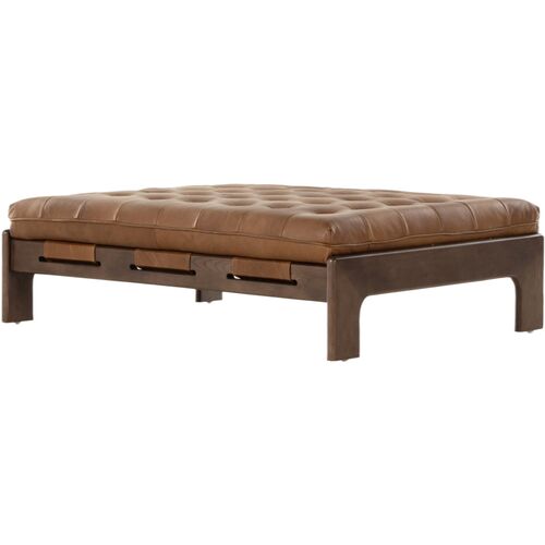 Bristol Leather Tufted Cocktail Ottoman