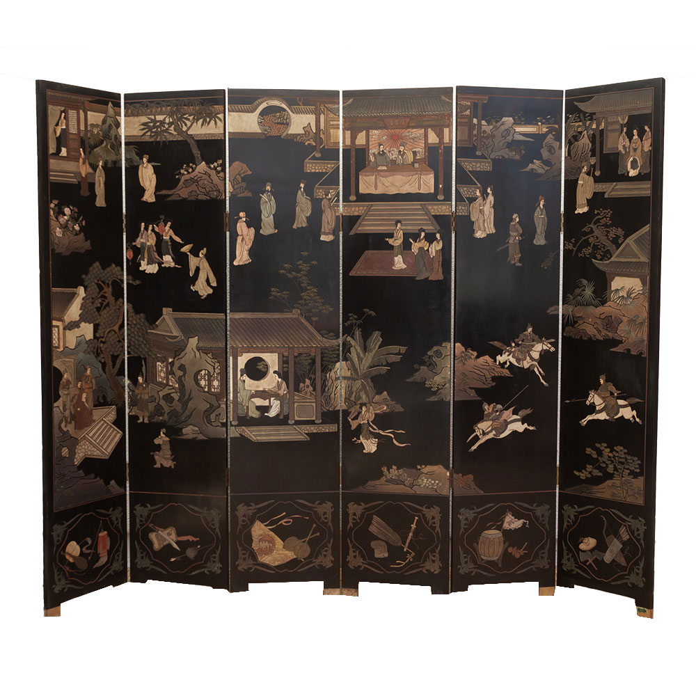 Elegant Lacquered Coromandel Screen Elegant Lacquered Coromandel Screen~P77732336