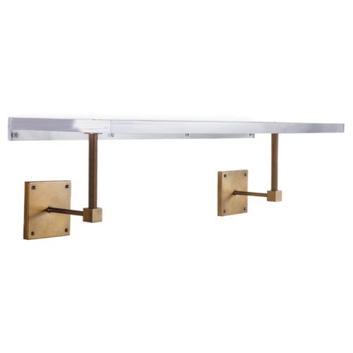 Billy Lucite Wall Shelf, Clear/Gold