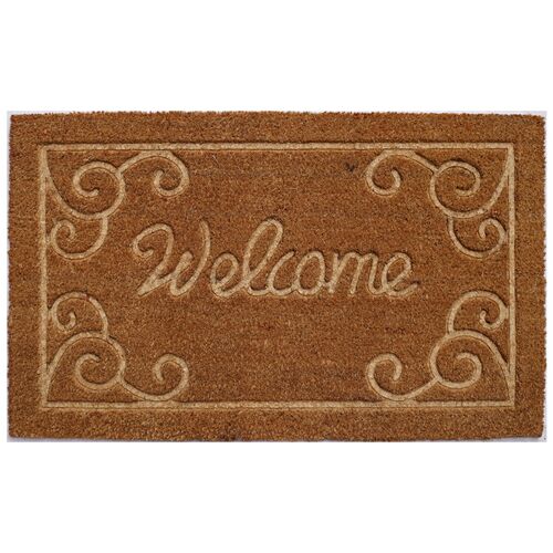 Embossed Welcome Doormat, Brown Embossed Welcome Doormat, Brown