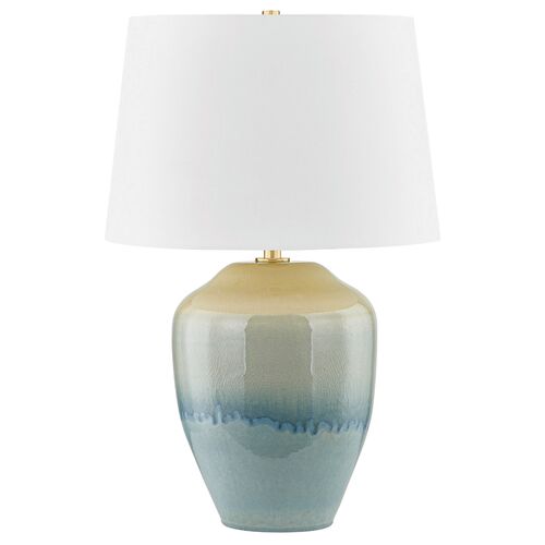 Henrik Ceramic Table Lamp, Crackle Emerald Tide