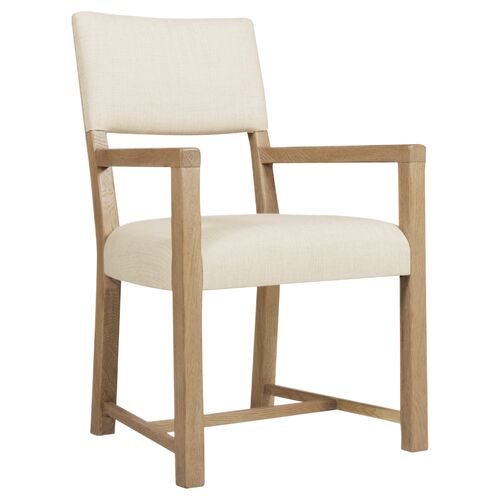 Driftwood Linen Upholstered Arm Chair, Beige Driftwood Linen Upholstered Arm Chair, Beige