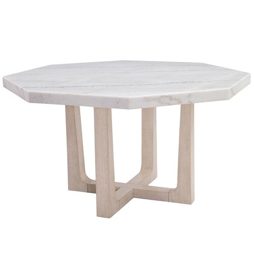 Holden Marble Dining Table, White/Sun Bleached Ash