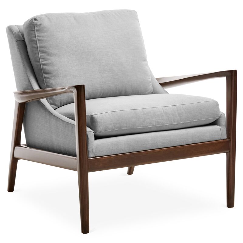 Ebonwood Accent Chair, Gray Linen