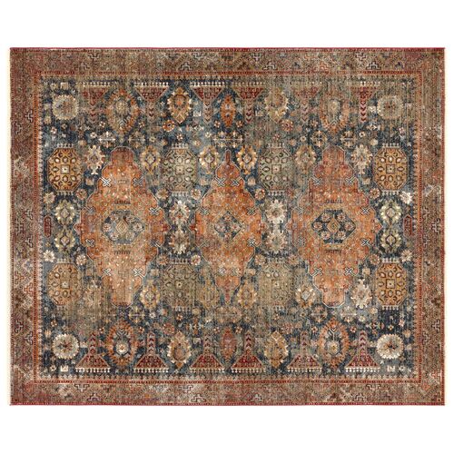 Raz 9'X12'11" Medallion Rug, Blue/Orange Raz 9'X12'11" Medallion Rug, Blue/Orange