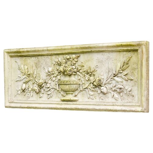 34" Relief Rose Urn, White Moss~P76610219