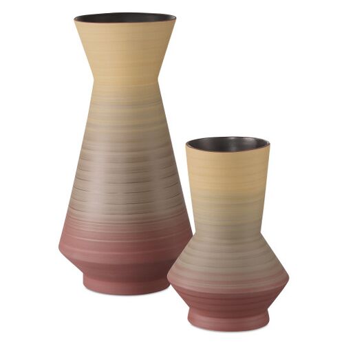 S/2 Happy 80's Vases, Yellow/Red